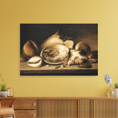 tropische zeeschelpen op een stenen richel canvas afdruk (Insitu (Woonkamer))