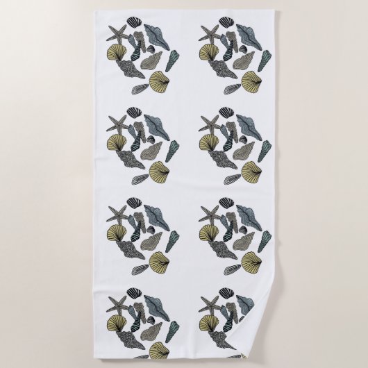 Tropische zeeschelpen op een strand strandlaken (Voorkant)