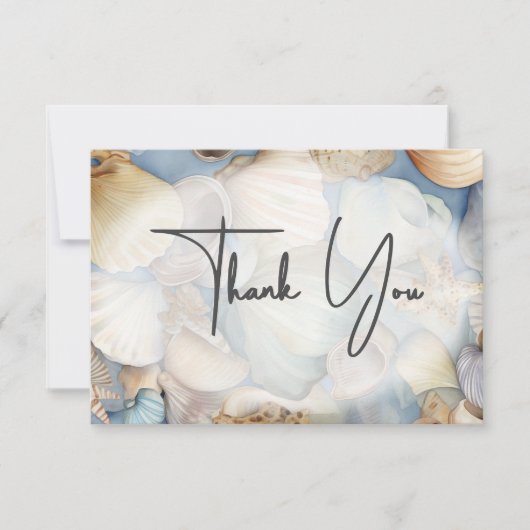 Tropische zeeschelpen Scène Moderne bruiloft Bedankkaart (Voorkant)
