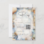 Tropische zeeschelpen Scène Moderne bruiloft QR-co RSVP Kaartje (Voorkant)