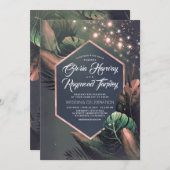 Tropische zeeschildpadden Roos goudpalmen bruiloft Kaart (Voorkant / Achterkant)