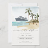 Tropische zeeslakpalm cruise Save the Date Invite Bedankkaart (Voorkant)