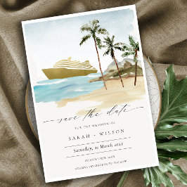Tropische zeeslakpalm cruise Save the Date Invite Bedankkaart