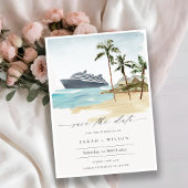 Tropische zeeslakpalm cruise Save the Date Invite Bedankkaart