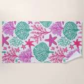 Tropische zeester en koraal patroon strandlaken (Voorkant)