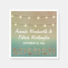 Tropische zeesterren en zeeschelp bruiloft servett servet