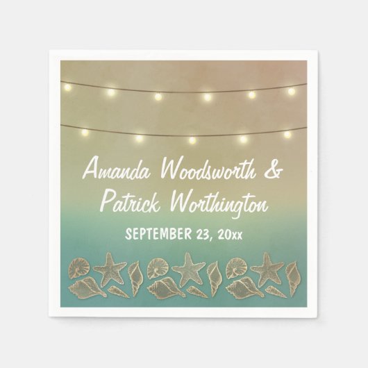 Tropische zeesterren en zeeschelp bruiloft servett servet (Voorkant)