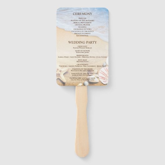 Tropische zeesterren schelpen strand bruiloft prog handwaaier (Achterkant)