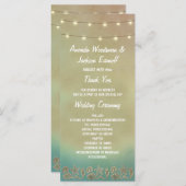 Tropische zeesterren strand schelp bruiloft progra programmakaart (Voorkant / Achterkant)