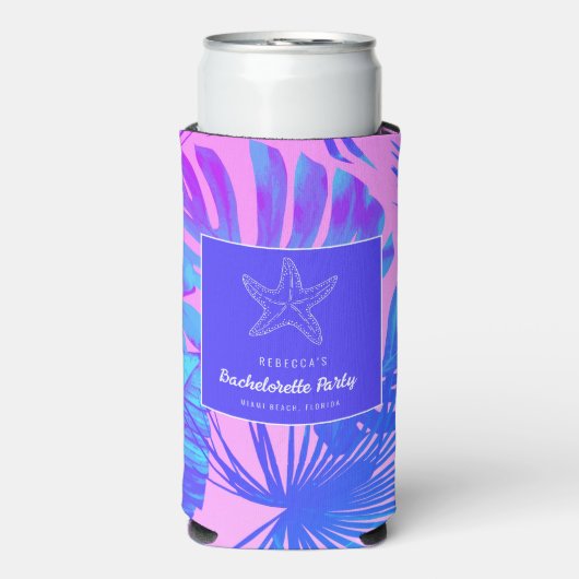 Tropische zeesterren strand vrijgezellenfeest seltzer blikjeskoeler (Seltzer Voorkant)