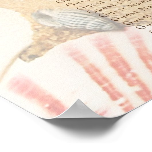 Tropische zeesterren vlag strand bruiloft zitgrafi poster (Hoek)