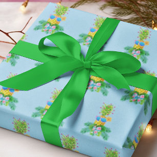 Tropische zingende ananasdame kerstvakantie cadeaupapier