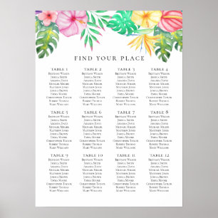 Tropische zitplaatskaart. Summer exotic bruiloft Poster