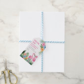 Tropische zomer 1e Flamingo Onederland Verjaardag Cadeaulabel (Met Touw)