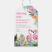 Tropische zomer 1e Flamingo Onederland Verjaardag Cadeaulabel (Voorkant)