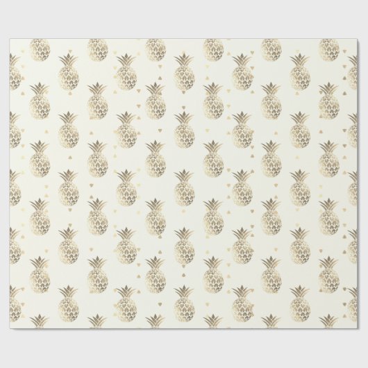 Tropische zomer ananas fruit goud sepia lux cadeaupapier (Vlak)