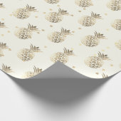 Tropische zomer ananas fruit goud sepia lux cadeaupapier (Hoek)