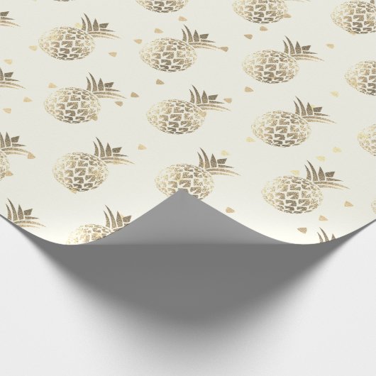 Tropische zomer ananas fruit goud sepia lux cadeaupapier (Hoek)
