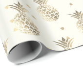 Tropische zomer ananas fruit goud sepia lux cadeaupapier (Rol Hoek)