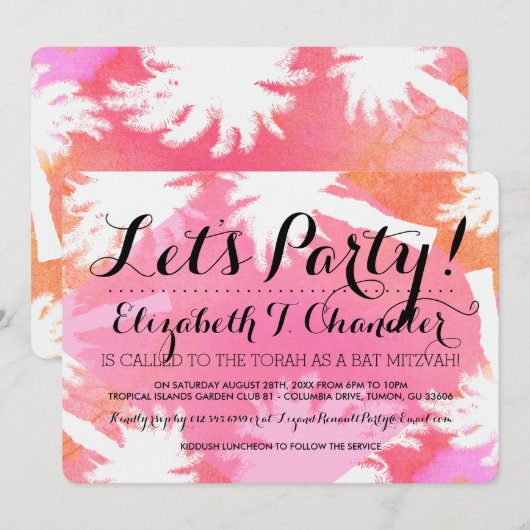 Tropische zomer Bat Mitswa nodigt uit Kaart (Voorkant / Achterkant)