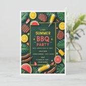 Tropische zomer BBQ Party uitnodiging (Staand voorkant)