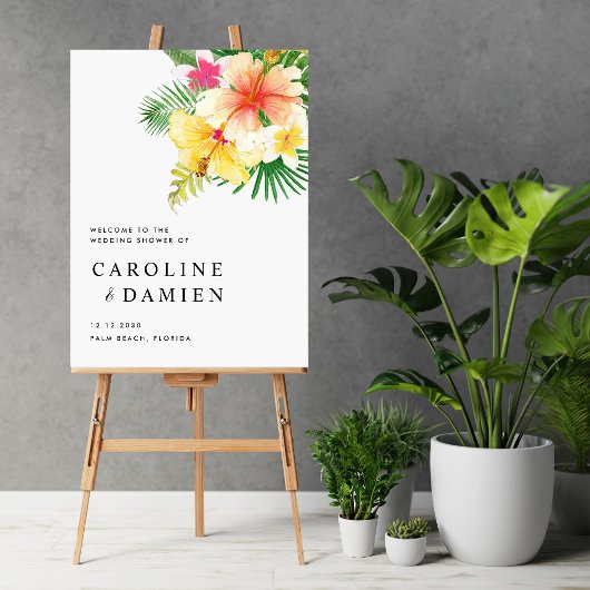 Tropische zomer bloemen bruiloft douche welkom poster