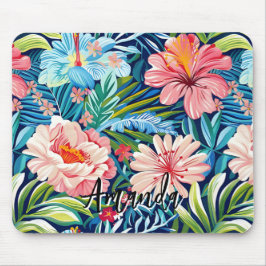 Tropische Zomer Bloemen Patroon Mooie Bloemen Muismat