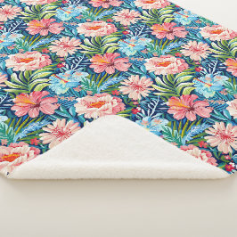 Tropische zomer bloemen patroon mooie bloemen sherpa deken