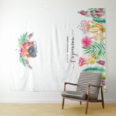 Tropische zomer bloemige bruids douche foto booth wandkleed (In Situ (horizontaal))