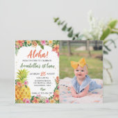 Tropische Zomer Bloemige Verjaardagsuitnodiging Kaart (Staand voorkant)
