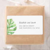 Tropische zomer bruiloft. Exotisch groen adres Etiket (Insitu)