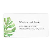 Tropische zomer bruiloft. Exotisch groen adres Etiket (Voorkant)