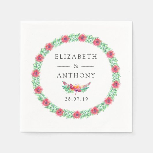 Tropische zomer bruiloft servet (Voorkant)