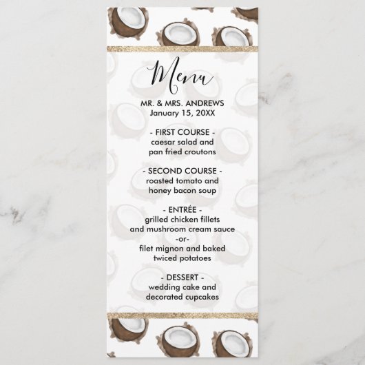 Tropische zomer bruin-kokokospatroon menu (Voorkant)