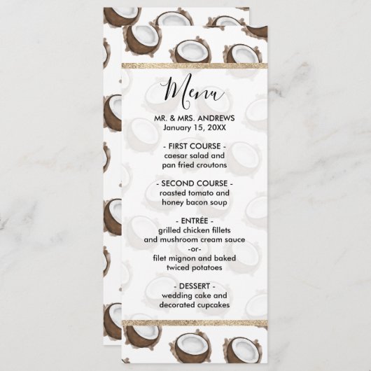 Tropische zomer bruin-kokokospatroon menu (Voorkant / Achterkant)