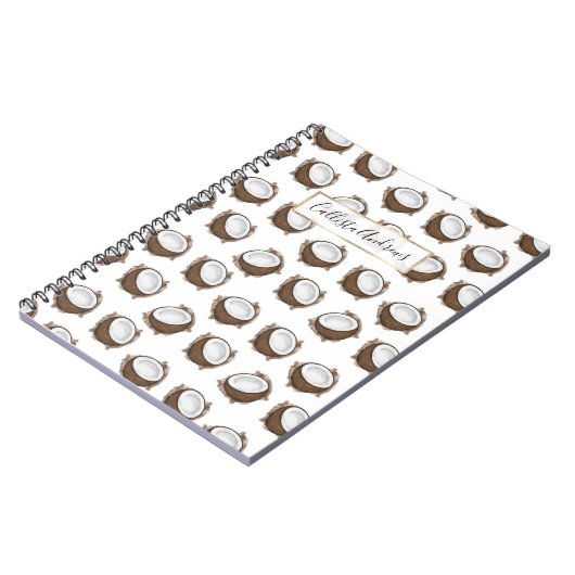 Tropische zomer bruin-kokokospatroon notitieboek (Linkerzijde)