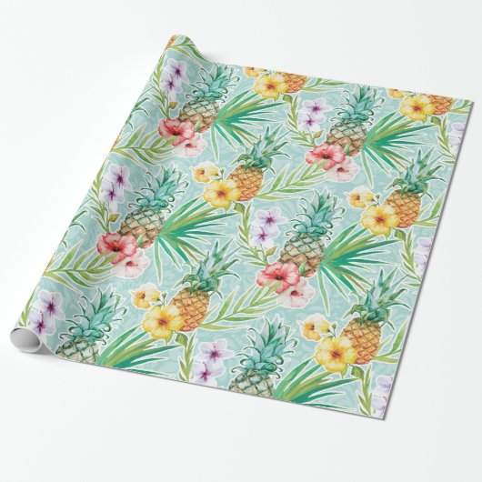 Tropische zomer cadeaupapier (Uitgerold)