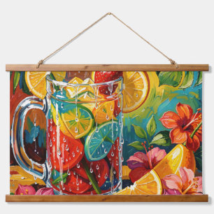 Tropische zomer cocktail Impasto olieverfschilderi Hangend Wandkleed