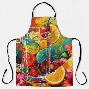 Tropische zomer cocktail Impasto olieverfschilderi Schort