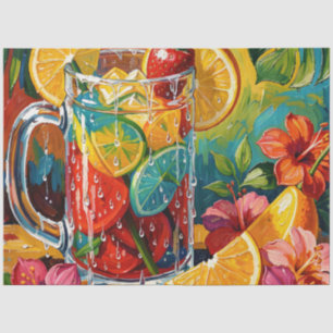 Tropische zomer cocktail Impasto olieverfschilderi Tissuepapier