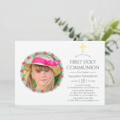 Tropische Zomer Eerste Heilige Communie Kaart (Staand voorkant)