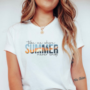 Tropische zomer eindigt nooit; strand zonsondergan t-shirt
