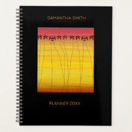 Tropische zomer en silhouet Kokosnoot Bomen Planner