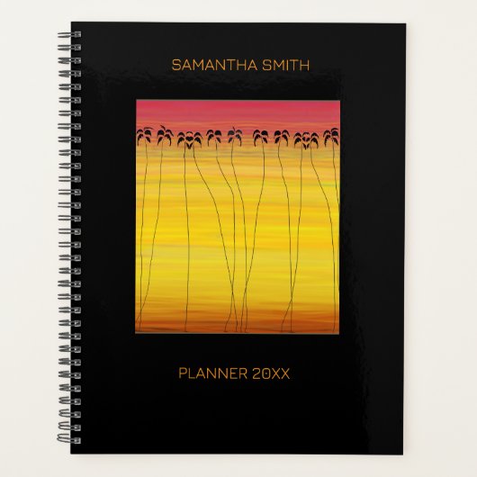 Tropische zomer en silhouet Kokosnoot Bomen Planner (Voorkant)
