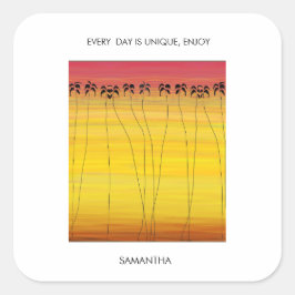 Tropische zomer en silhouet Kokosnoot Bomen Vierkante Sticker