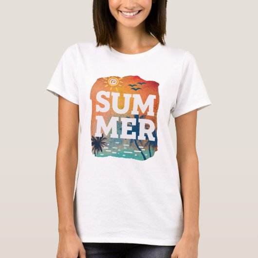 Tropische zomer exotische zonsondergang t-shirt (Voorkant)