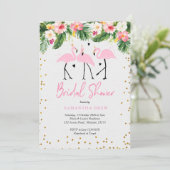 Tropische Zomer Flamingo Bridal Douche Uitnodiging (Staand voorkant)