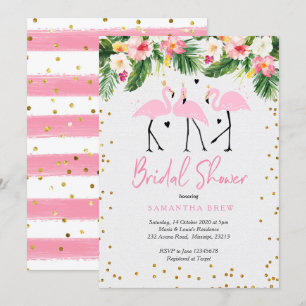 Tropische Zomer Flamingo Bridal Douche Uitnodiging