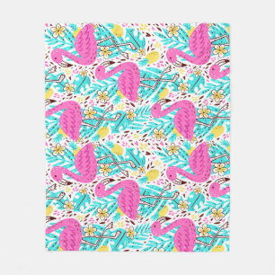 Tropische zomer flamingo: heldere patroonelementen fleece deken