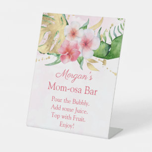 Tropische zomer Floral Baby shower Momosa Bar Sign Reclamebord Met Voetstuk